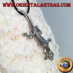 Anhänger in Silber, Mobile Gecko mit Kopf nach unten