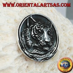 Colgante de plata, cabeza de tigre medallón