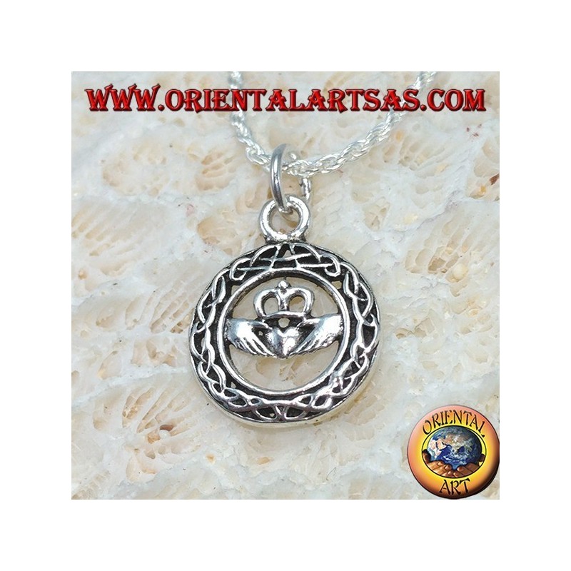 Silberanhänger, Claddagh im keltischen Knotenkreis