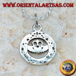 Silver pendant, claddagh in the Celtic knot circle