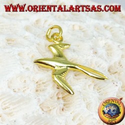 Hirondelle pendentif en argent plaqué or