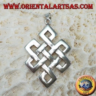 Pendentif en argent 925, noeud Srivatsa ou infini tibétain