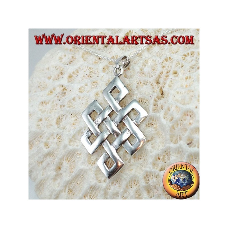 Pendentif en argent 925, noeud Srivatsa ou infini tibétain
