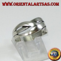 Anillo de plata con bandas cruzadas