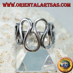 Silver ring with waved waves