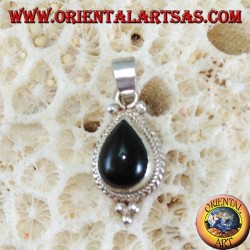 Silver pendant with a black star (drop)