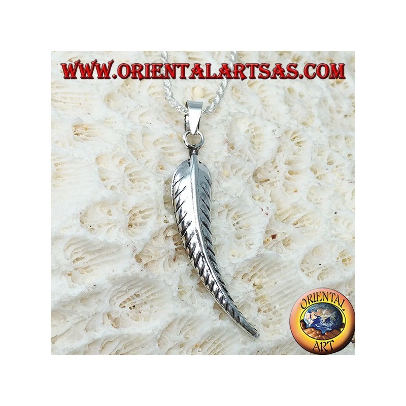 Colgante de plata con forma de pluma de purificación
