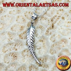 Silver pendant in the shape of a feather symbol of purification