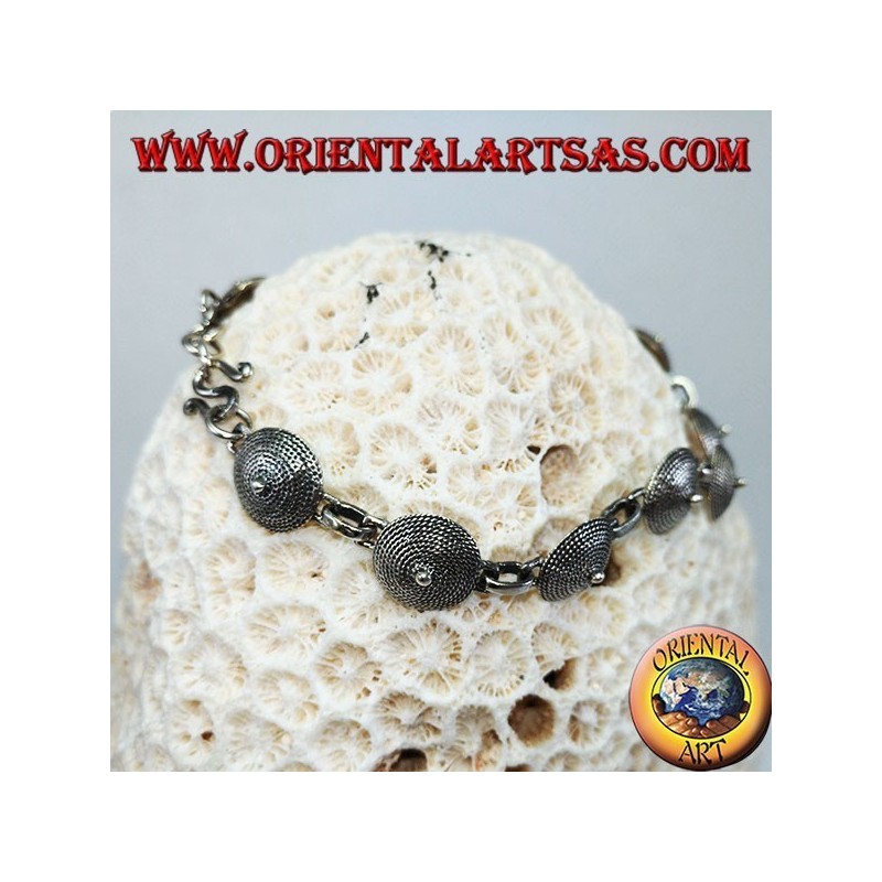 Pulsera de plata, diseño étnico escudo