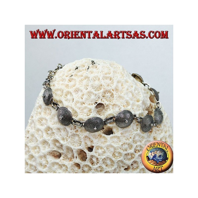 Bracelet en argent, bouclier ethnique