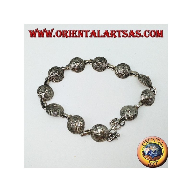Silver bracelet, shield ethnic design
