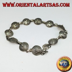 Silver bracelet, shield ethnic design