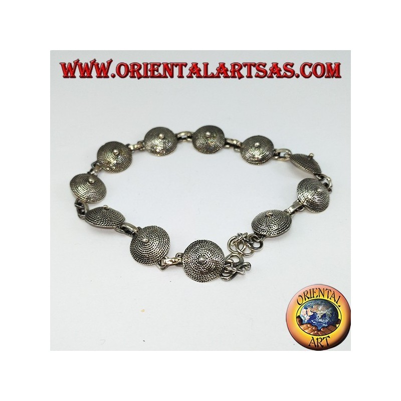 Silver bracelet, shield ethnic design