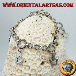 Silver bracelet with five hanging stars