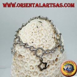 Bracelet en argent avec cinq étoiles suspendues
