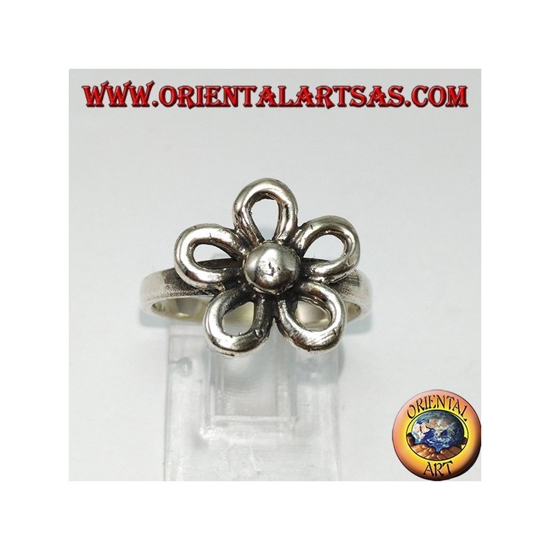 Bague en argent avec fleur d'oranger (symbole de bon augure)
