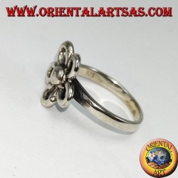 Silver ring with orange flower (auspicious symbol)