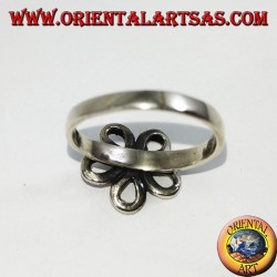 Silver ring with orange flower (auspicious symbol)