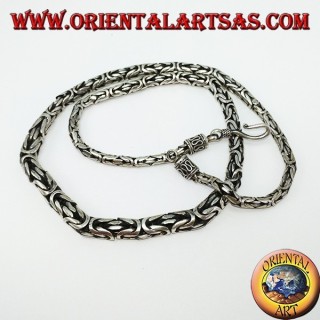 Collar de plata, borobudur para subir 52 cm de malla bizantina