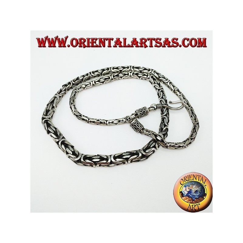 Collar de plata, borobudur para subir 52 cm de malla bizantina