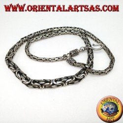 Collana in argento, borobudur a scalare cm 52 maglia bizantina