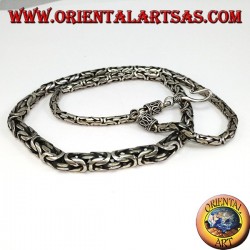 Collana in argento, borobudur a scalare cm 52 maglia bizantina