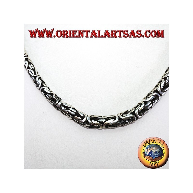 Collar de plata, borobudur para subir 52 cm de malla bizantina