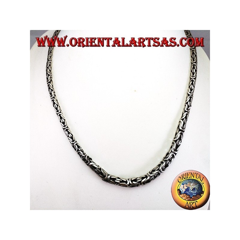 Collar de plata, borobudur para subir 52 cm de malla bizantina