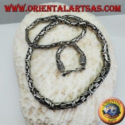 Collana in argento, borobudur a scalare cm 52 maglia bizantina