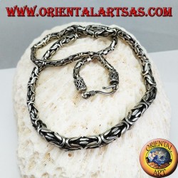 Collana in argento, borobudur a scalare cm 52 maglia bizantina