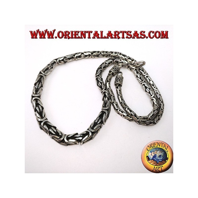 Collana in argento, borobudur a scalare cm 52 maglia bizantina