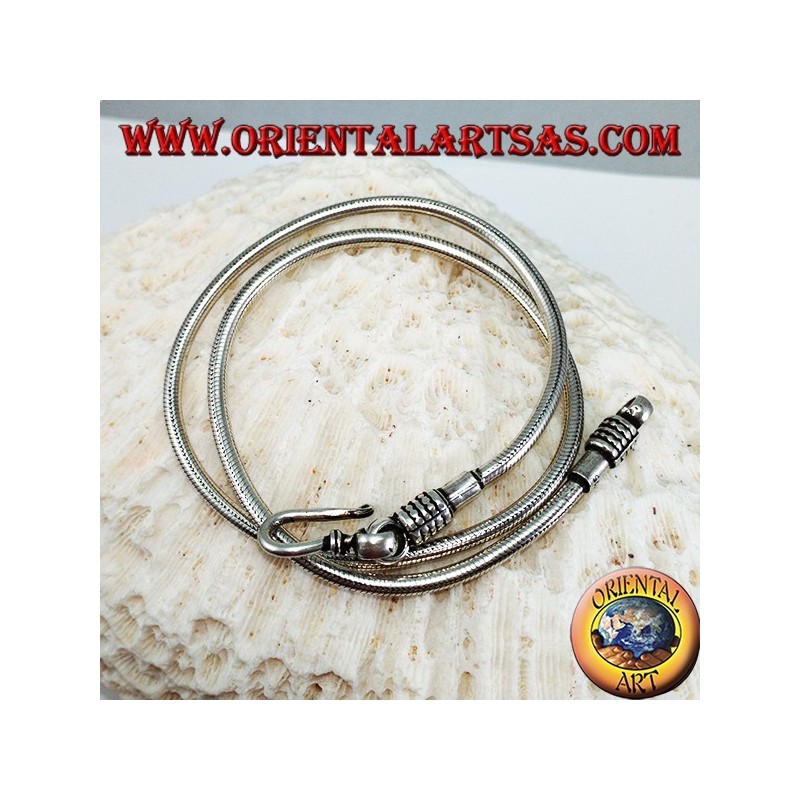 Collier en argent 925, serpent de 45 cm avec crochet détachable
