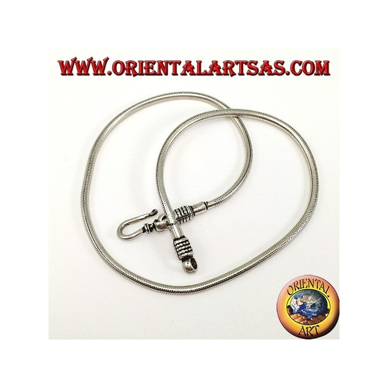 Collar en plata 925, serpiente de 45 cm con gancho desmontable