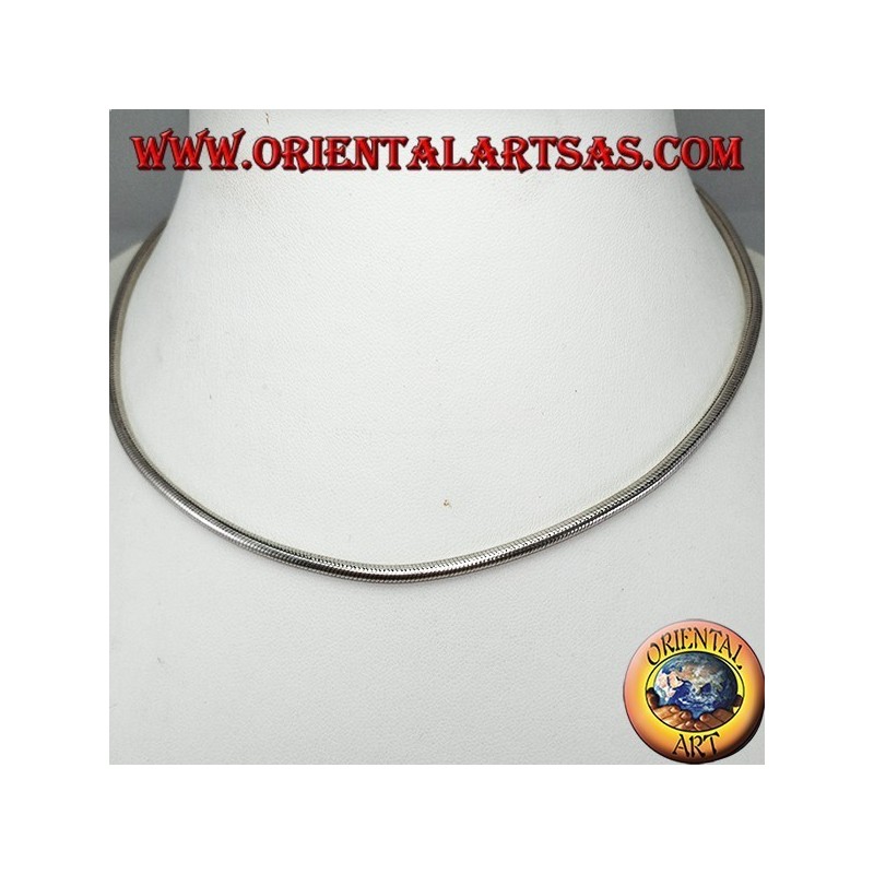 Collana in argento 925  snake da cm 45 con gancio rimovibile