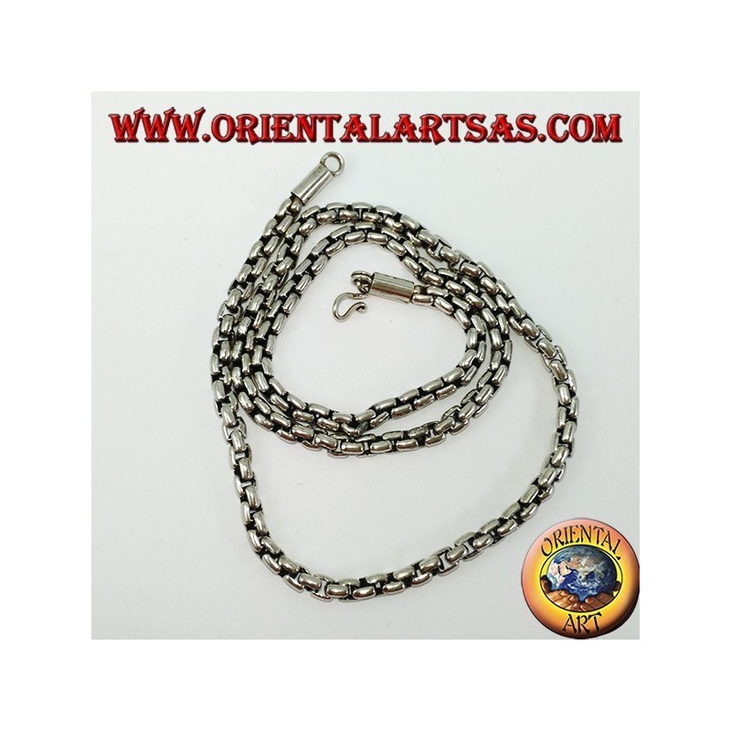 Halskette aus 925er Silber, Kette mit quadratischen Ringen