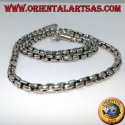 Necklace in 925 silver chain with square rings