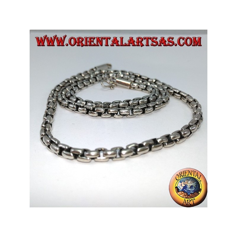 Necklace in 925 silver chain with square rings
