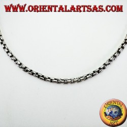 Necklace in 925 silver chain with square rings