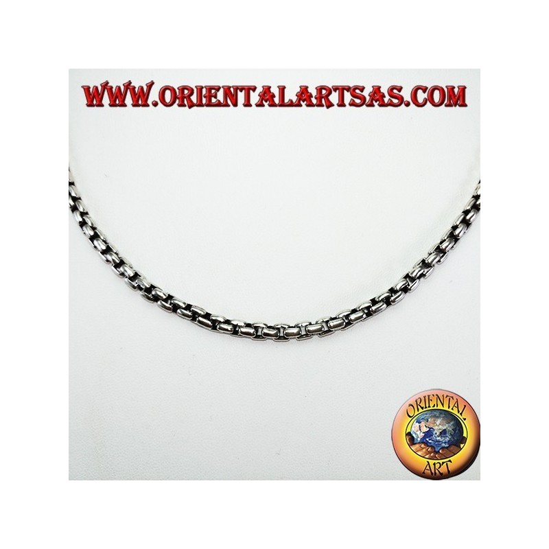 Collana in argento 925  a catena ad anelli quadrati