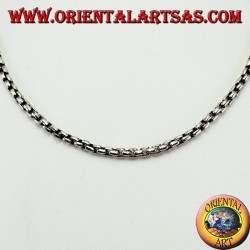Halskette aus 925er Silber, Kette mit quadratischen Ringen