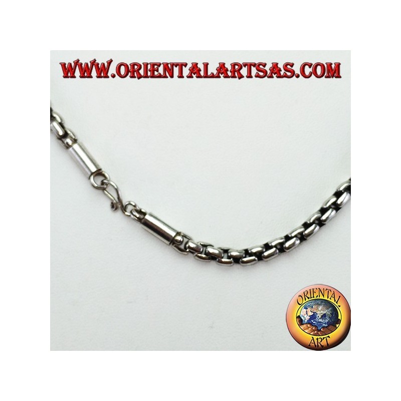 Necklace in 925 silver chain with square rings