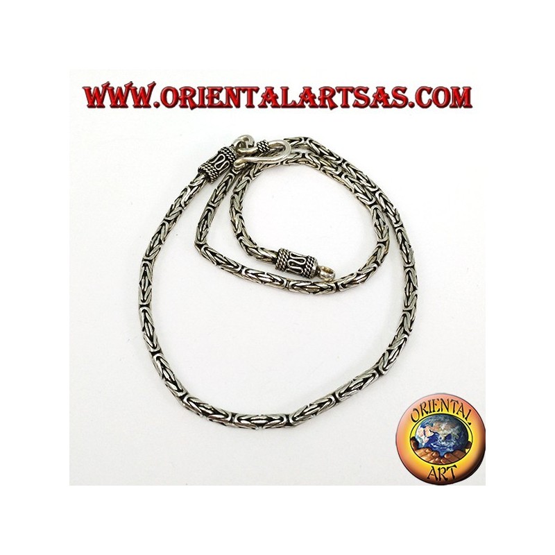 Silver necklace, snake BOROBUDUR 40 cm Byzantine mesh