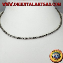 Collar de plata, serpiente BOROBUDUR 40 cm malla bizantina