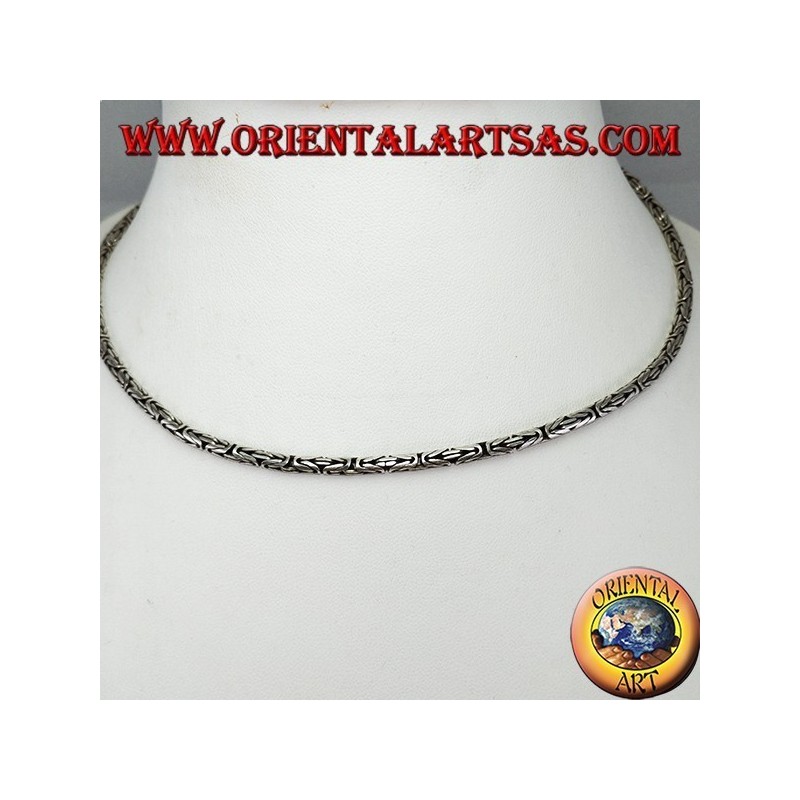 Silver necklace, snake BOROBUDUR 40 cm Byzantine mesh