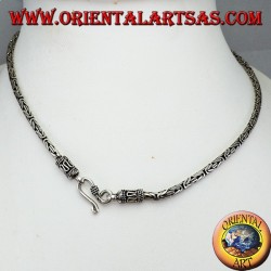 Collar de plata, serpiente BOROBUDUR 40 cm malla bizantina