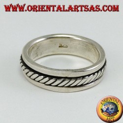 Silver loop ring Antistress swivel, rope model