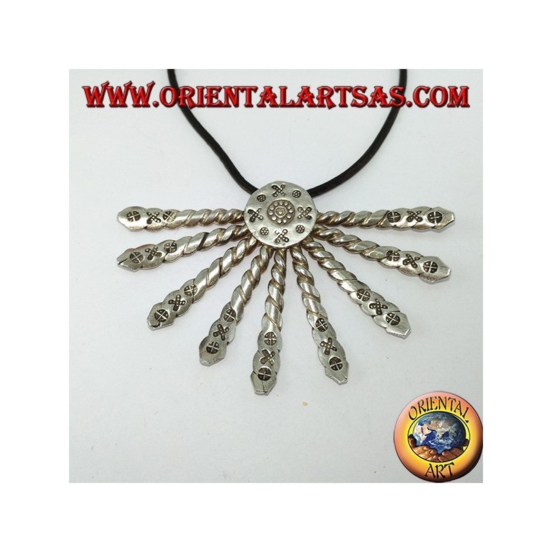 Handmade Karen fan silver pendant
