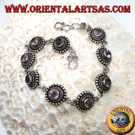 Bracciali in argento con ametiste tonde fatto a mano