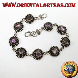 Silberne Armbänder mit runden Amethysten, handgefertigt