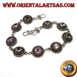 Silberne Armbänder mit runden Amethysten, handgefertigt